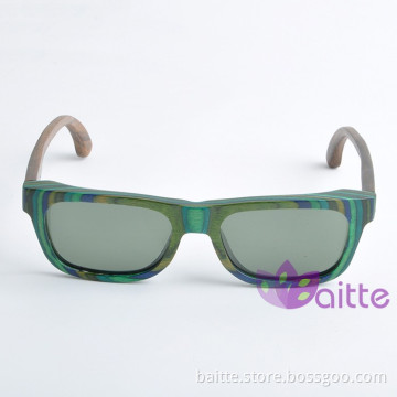 Private label encarving with factory price recycled skateboard wood sunglasses